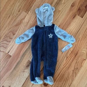 Dallas Cowboys Teddy Fleece Navy and Gray Baby Footie